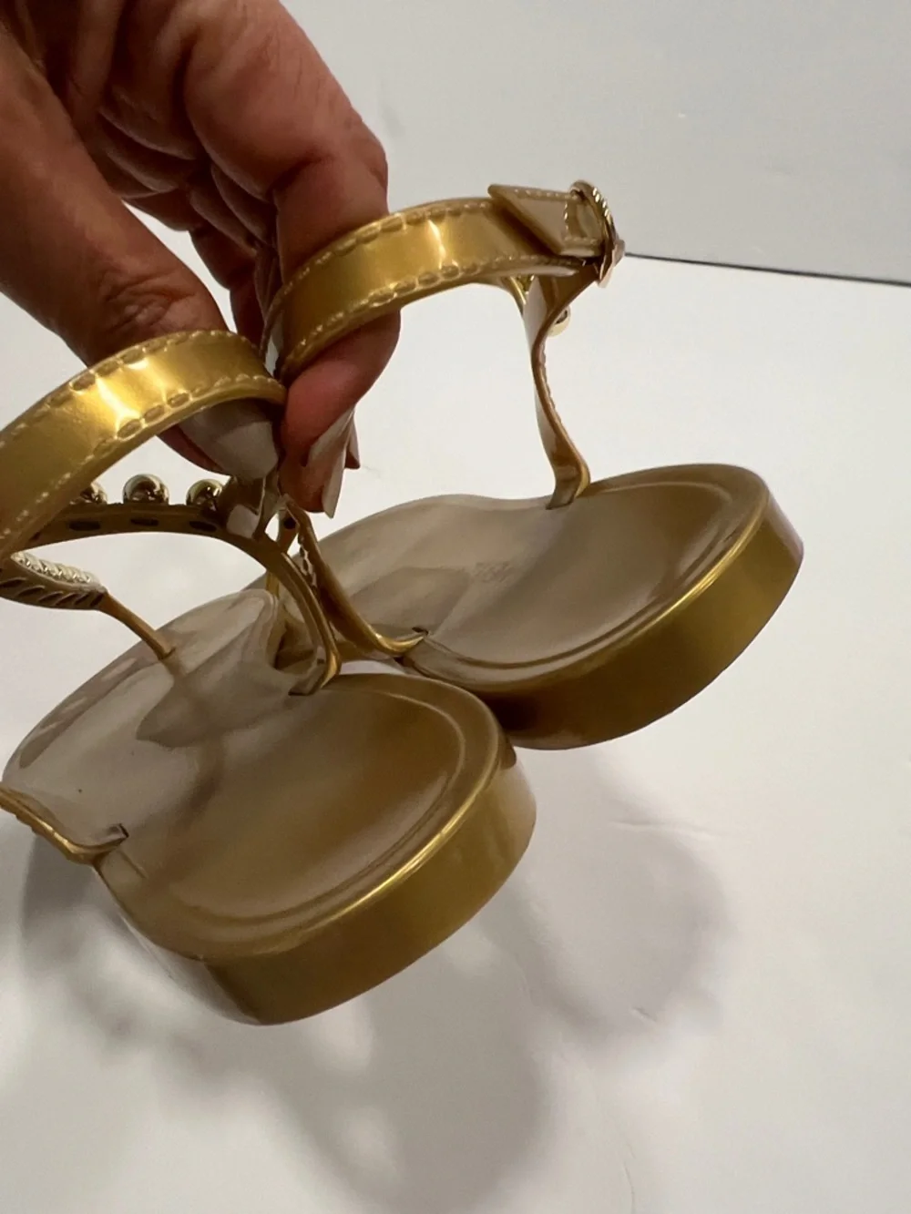 Stuart Weitzman Goldie jelly Studded T-Strap Women's Sandals size 8